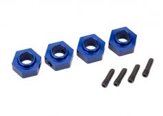 Traxxas TRX8269X Wielnaven, 12 mm zeskant, 6061-T6 aluminium (blauw geanodiseerd) (4) / schroefpen (4)