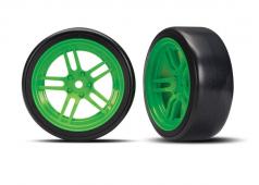 Traxxas TRX8376G Banden op Velgen gelijmd Split-Spoke Velgen groen voor