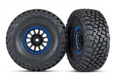 Traxxas TRX8474X Banden en wielen, gemonteerd, gelijmd (Method Racing-wielen, zwart met blauwe beadlock, BFGoodrich Baja