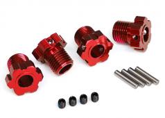 Traxxas TRX8654R Wielnaven, spievertanding, 17 mm (rood geanodiseerd) (4) / 4x5 GS (4), 3x14 mm pen (4)