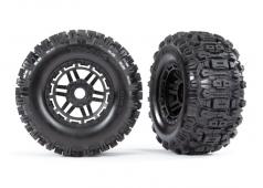 Traxxas TRX8973 Banden op Velg Zwart (Dubbel Profiel 2.8 / 3.6) Sledgehammer Traxxas Maxx