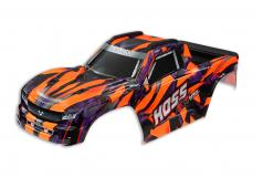 Traxxas TRX9011A Body, Hoss ™ 4X4 VXL, oranje / raam, grille, lichten stickervel (gemonteerd met voor en achter body m