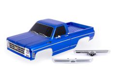 Traxxas TRX9212-BLUE BODY, CHEVROLET K10 TRUCK (1979), COMPLEET, BLAUW (GESCHILDERD, STICKERS AANGEBRACHT)