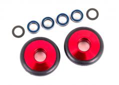 Traxxas TRX9461R Wielen, wheelie bar, 6061-T6 aluminium (rood geanodiseerd) (2)/ 5x8x2.5mm kogellagers (4)/ o-ringen (2)