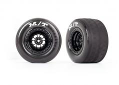 Traxxas TRX9475 Banden & wielen, gemonteerd, gelijmd (Weld gloss black wielen, banden, foam inserts) (achter) (2)