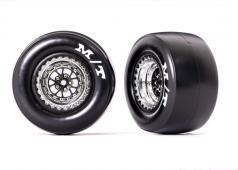 Traxxas TRX9476R Banden & wielen, gemonteerd, gelijmd (Weld chrome met zwarte wielen, Mickey Thompson Drag Slicks, stick