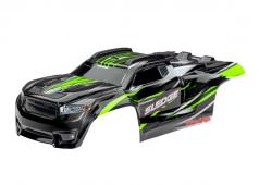 Traxxas TRX9511G Body, sledge, groen / raam, grille, stickervel voor lichten (gemonteerd met bodysteunen voor en achter 