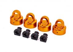 Traxxas TRX9664T Schokbreker kappen, aluminium (oranje geanodiseerd), GTX schokbrekers (4)/ spacers (4) (voor Sledge)