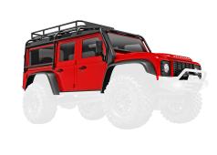 Traxxas TRX9712-RED Body, Land Rover Defender, trx4m rood (inclusief grille, zijspiegels, deurgrepen, spatbordverbre