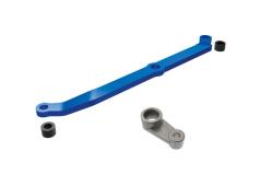 Traxxas TRX9748-BLUE Stuurstang, 6061-T6 aluminium (blauw-geanodiseerd)/ servohoorn, metaal/ afstandhouders (2)/ 3x6mm C