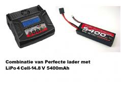 Combinatie van RC-Plus lader met RCR-accu 5400mAh 4-Cell 14.8V