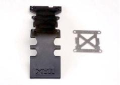 Traxxas TRX4938 Skidplaat, achter plastic (zwart) / roestvrij st