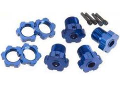 Traxxas TRX5353X Wielnaven, splinesvertanding, 17mm (blauw-geanodiseerd) (4) / wielmoeren, splinesvertanding, 17mm (blau