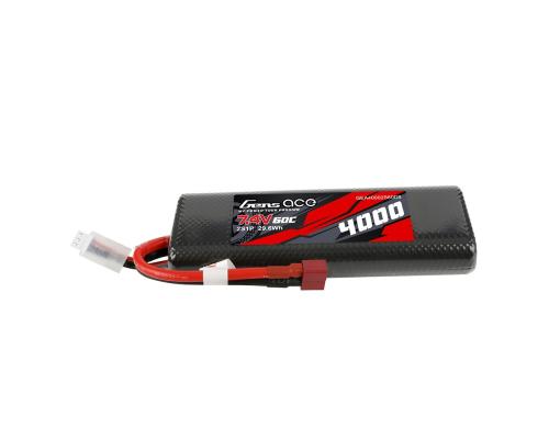 Gens ace 4000mAh 2S1P 7.4V 60C HardCase auto Lipo Accupack met T-stekker