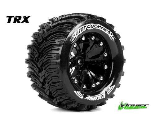 Louise RC - MT-CYCLONE - 1-10 Monster Truck Banden Set - Verlijmd op velg - Soft - 2.8\" Velgen Zwart - 0-Offset - EP STA