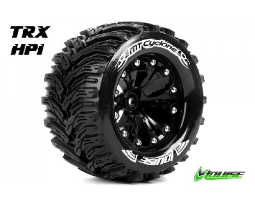 Louise RC - MT-CYCLONE - 1-10 Monster Truck Banden Set - Verlijmd op velg - Soft - 2.8\" Velgen Zwart - 1/2\"-Offset - GP