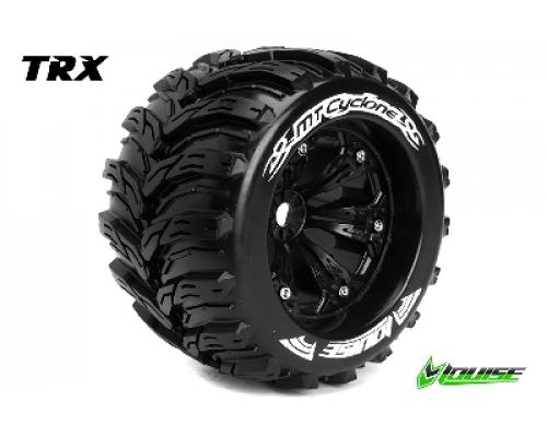 Louise RC - MT-CYCLONE - 1-8 Monster Truck Banden Set - Verlijmd op velg - Medium - 3.8\" Velgen Zwart - 1/2\"-Offset - EP