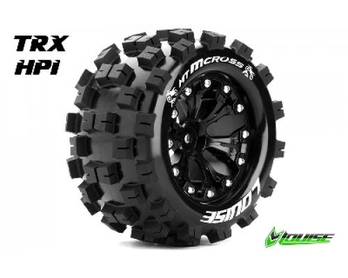 Louise RC - MT-MCROSS - 1-10 Monster Truck Banden Set - Verlijmd op velg - Soft - 2.8\" Velgen Zwart - 1/2\"-Offset - GP J