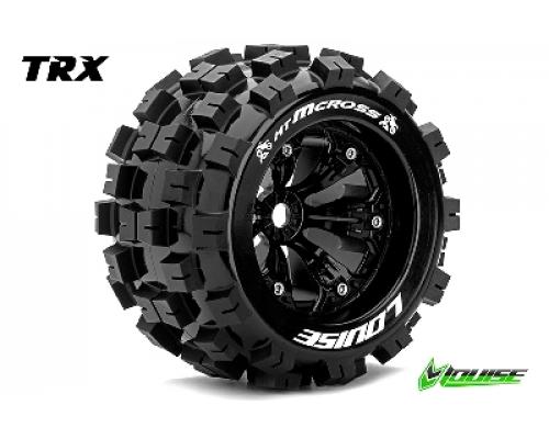 Louise RC - MT-MCROSS - 1-8 Monster Truck Banden Set - Verlijmd op velg - Medium - 3.8\" Velgen Zwart - 1/2\"-Offset - EP