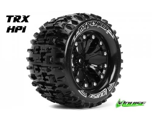 Louise RC - MT-PIONEER - 1-10 Monster Truck Banden Set - Verlijmd op velg - Soft - 2.8\" Velgen Zwart - 1/2\"-Offset - GP