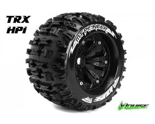 Louise RC - MT-PIONEER - 1-8 Monster Truck Banden Set - Verlijmd op velg - Medium - 3.8\" Velgen Zwart - 0-Offset - EP E-