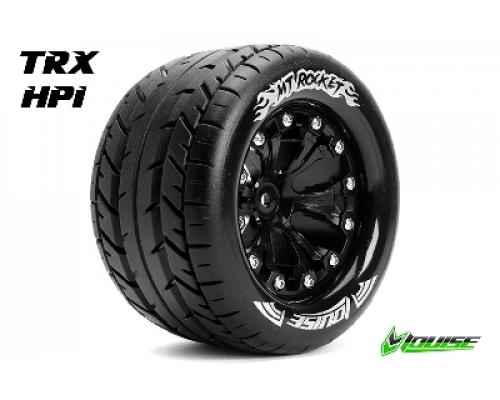 Louise RC - MT-ROCKET - 1-10 Monster Truck Banden Set - Verlijmd op velg - Soft - 2.8\" Velgen Zwart - 1/2\"-Offset - GP J