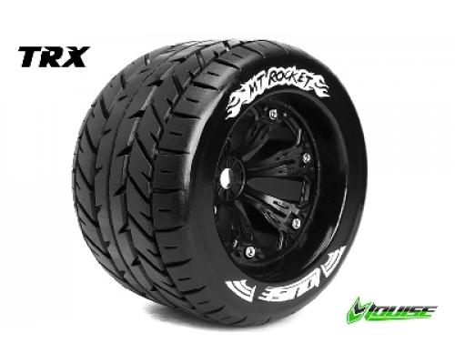 Louise RC - MT-ROCKET - 1-8 Monster Truck Banden Set - Verlijmd op velg - Medium - 3.8\" Velgen Zwart - 1/2\"-Offset - EP