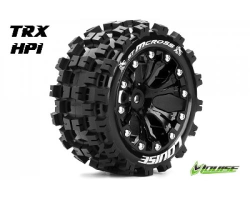 Louise RC - ST-MCROSS - 1-10 Stadium Truck Banden Set - Verlijmd op velg - Soft - 2.8\" Velgen Zwart - 1/2\"-Offset - GP J