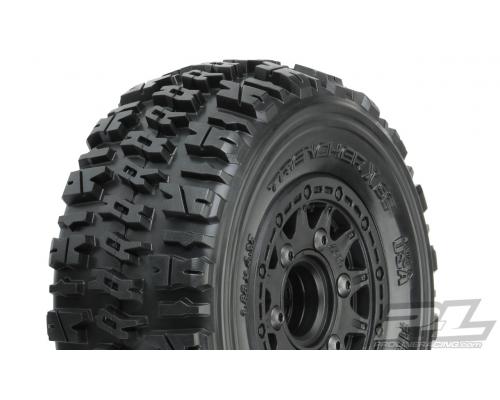 PR1190-10 Trencher X SC 2.2\"/3.0\" All Terrain Tires Mounted for Slash 2wd & Slash 4x4 Front or Rear, Mounted on Raid Bla