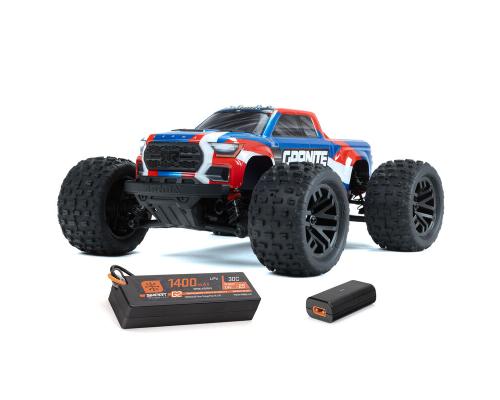 ARRMA 1/18 GRANITE GROM MEGA 380 Brushed 4X4 Monster Truck RTR Blauw compleet met accu en lader