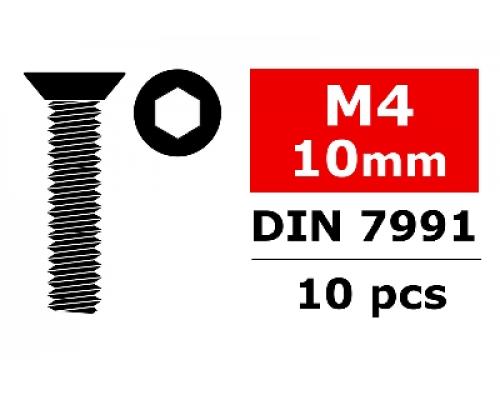 C-30062 Team Corally - Staal schroeven M4 x 10mm - Verzonkenkop binnenzeskant - 10 st