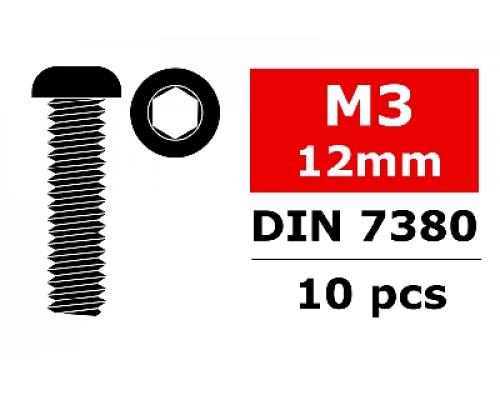 C-30103 Team Corally - Staal schroeven M3 x 12mm - Laagbolkop binnenzeskant - 10 st