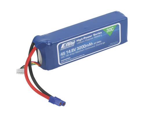 E-Flite 3200mAh 4S 14.8V 30C Li-Po, 12AWG EC3 EFLB32004S30