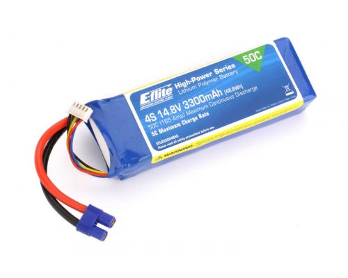 E-Flite 3300mAh 4S 14.8V 50C LiPo, 12AWG EC3 EFLB33004S50