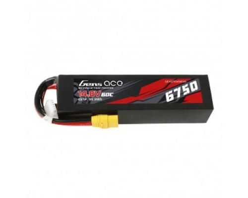 Gens ace 6750mAh 14.8V 60C 4S1P Lipo Battery Pack PC material case with XT90 plug