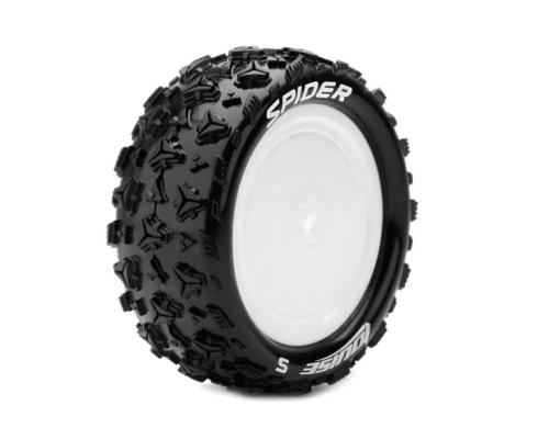 Louise RC - E-SPIDER - 1-10 Buggy Tire Set - Mounted - Soft - White Wheels - Hex 12mm - 4WD - Front - L-T3198SWKF