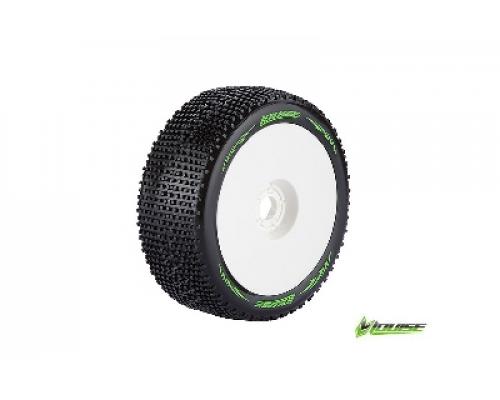 Louise RC - B-GROOVE - 1-8 Buggy Banden Set - Verlijmd op velg - Soft - Velgen Wit - Zeskant 17mm - 1 Paar