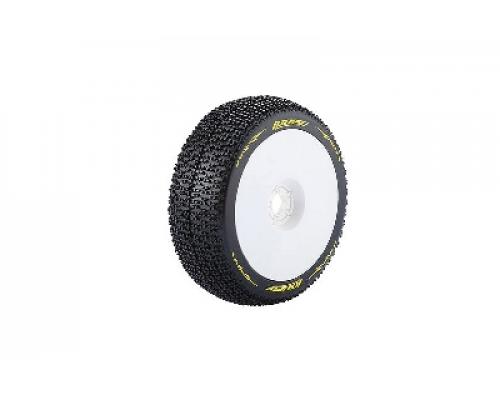 Louise RC - B-MAGLEV - 1-8 Buggy Banden Set - Verlijmd op velg - Super Soft - Velgen Wit - Zeskant 17mm - 1 Paar