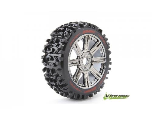 Louise RC - B-PIONEER - 1-8 Buggy Banden Set - Verlijmd op velg - Soft - Spaakvelgen Zwart Chroom - Zeskant 17mm - 1 Paa