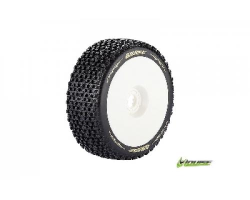 Louise RC - B-PIRATE - 1-8 Buggy Banden Set - Verlijmd op velg - Soft - Velgen Wit - Zeskant 17mm - 1 Paar