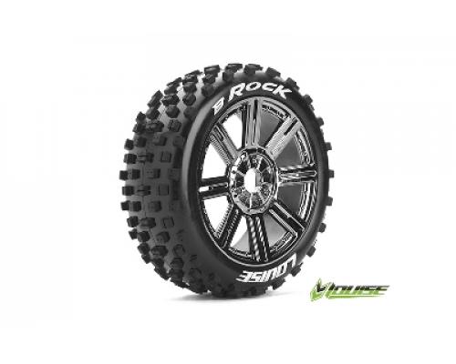 Louise RC - B-ROCK - 1-8 Buggy Banden Set - Verlijmd op velg - Soft - Spaakvelgen Zwart Chroom - Zeskant 17mm - 1 Paar