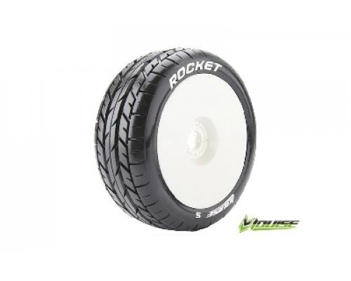 Louise RC - B-ROCKET - 1-8 Buggy Banden Set - Verlijmd op velg - Soft - Velgen Wit - Zeskant 17mm - 1 Paar