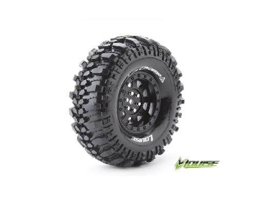 Louise RC - CR-CHAMP - 1-10 Crawler Banden Set - Verlijmd op velg - Super Soft - 1.9\" Velgen Zwart - Hex 12mm - 1 Paar