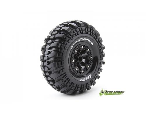 Louise RC - CR-CHAMP - 1-10 Crawler Banden Set - Verlijmd op velg - Super Soft - 2.2\" Velgen Zwart - Hex 12mm - 1 Paar