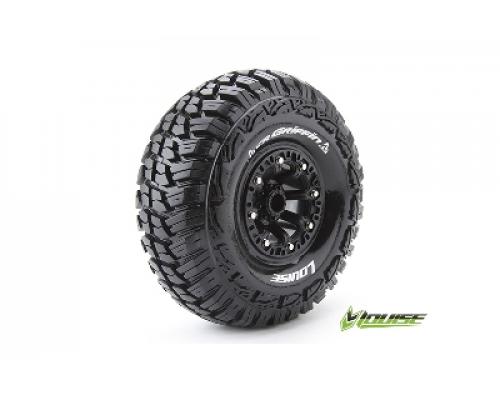 Louise RC - CR-GRIFFIN - 1-10 Crawler Banden Set - Verlijmd op velg - Super Soft - 2.2\" Velgen Zwart - Hex 12mm - 1 Paar