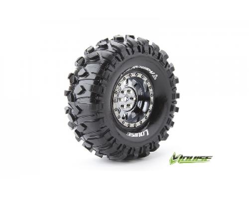 Louise RC - CR-ROWDY - 1-10 Crawler Banden Set - Verlijmd op velg - Super Soft - 1.9\" Velgen Zwart Chroom - Hex 12mm - 1