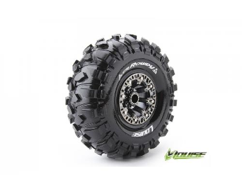 Louise RC - CR-ROWDY - 1-10 Crawler Banden Set - Verlijmd op velg - Super Soft - 2.2\" Velgen Zwart Chroom - Hex 12mm - 1