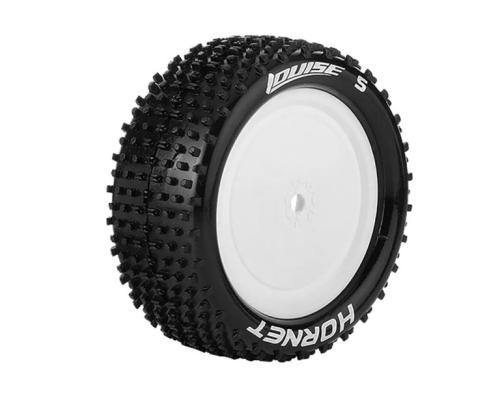 Louise RC - E-HORNET - 1-10 Buggy Tire Set - Mounted - Super Soft - White Wheels - Hex 12mm - 4WD - Front - L-T3170VWKF