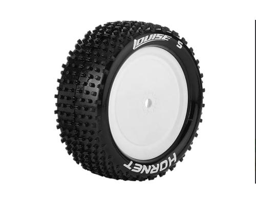 Louise RC - E-HORNET - 1-10 Buggy Tire Set - Mounted - Super Soft - White Wheels - Hex 12mm - 4WD - Rear - L-T3172VWKR