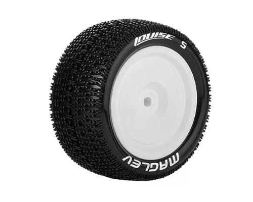 Louise RC - E-MAGLEV - 1-10 Buggy Banden Set - Verlijmd op velg - Soft - Velgen Wit - Kyosho - Zeskant 12mm - 4WD - Acht